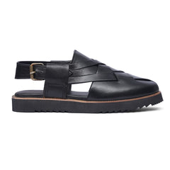 Brooklyn - Men's Oxblood Box Leather High Shine Sandal - LS-1