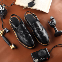 Brooklyn - Men's Oxblood Box Leather High Shine Sandal - LS-1