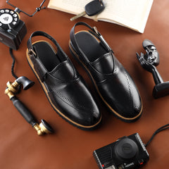 Brooklyn - Men's Oxblood Box Leather High Shine Sandal - LS-2