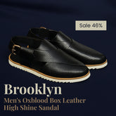 Brooklyn - Men's Oxblood Box Leather High Shine Sandal