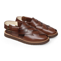 Brooklyn - Men's Brown Leather High Shine Sandal