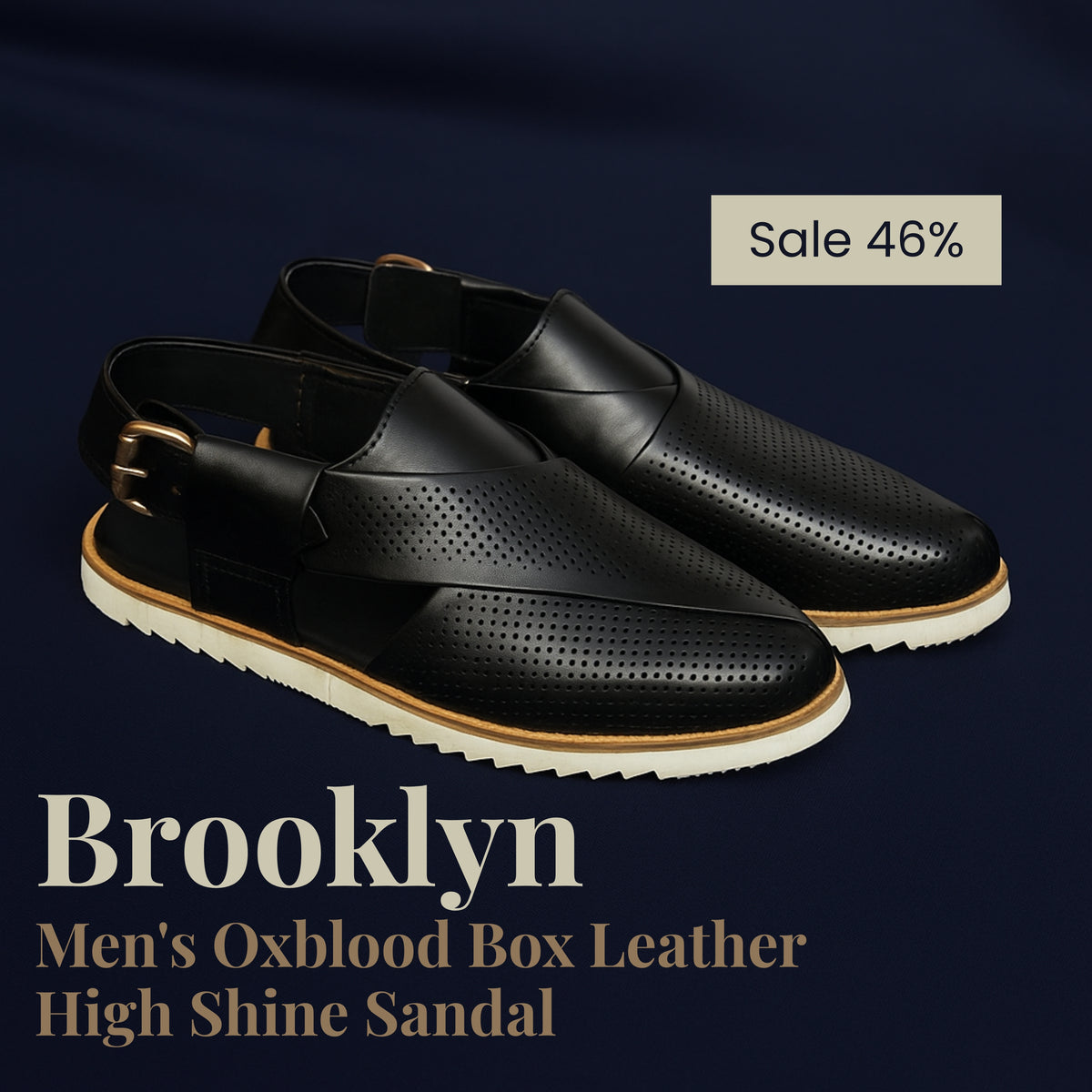 Brooklyn - Men's Oxblood Box Leather High Shine Sandal