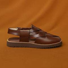 Brooklyn - Men's Brown Leather High Shine Sandal