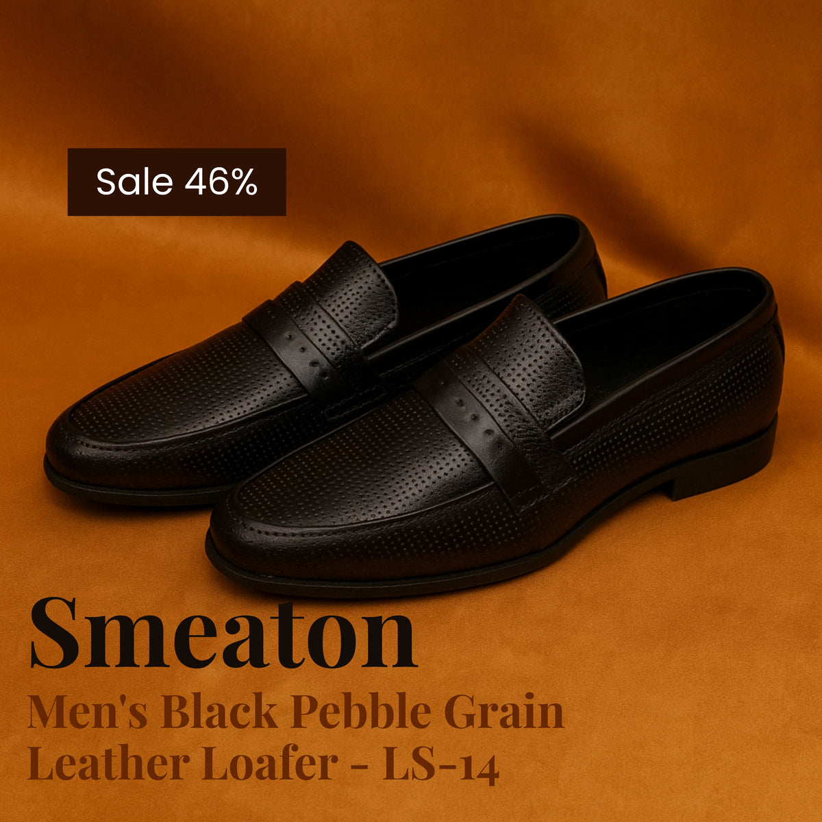 Smeaton - Men's Black Pebble Grain Leather Loafer - LS-14